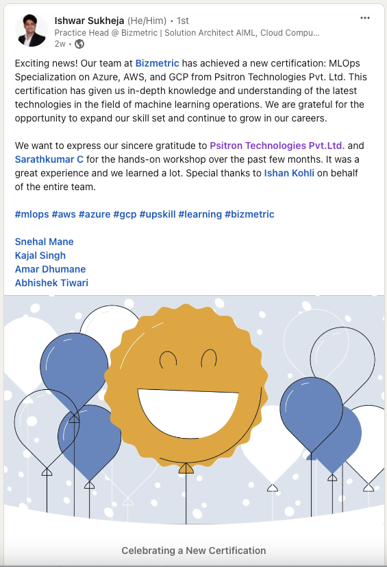 Participant feedback screenshot