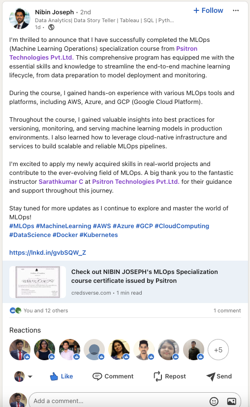 Participant feedback screenshot